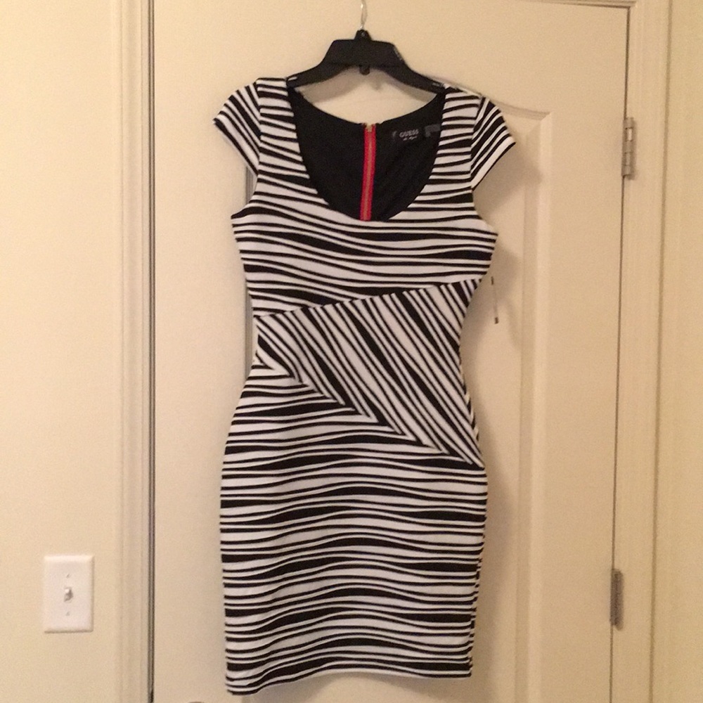 Guess Black & White Bodycon Dress